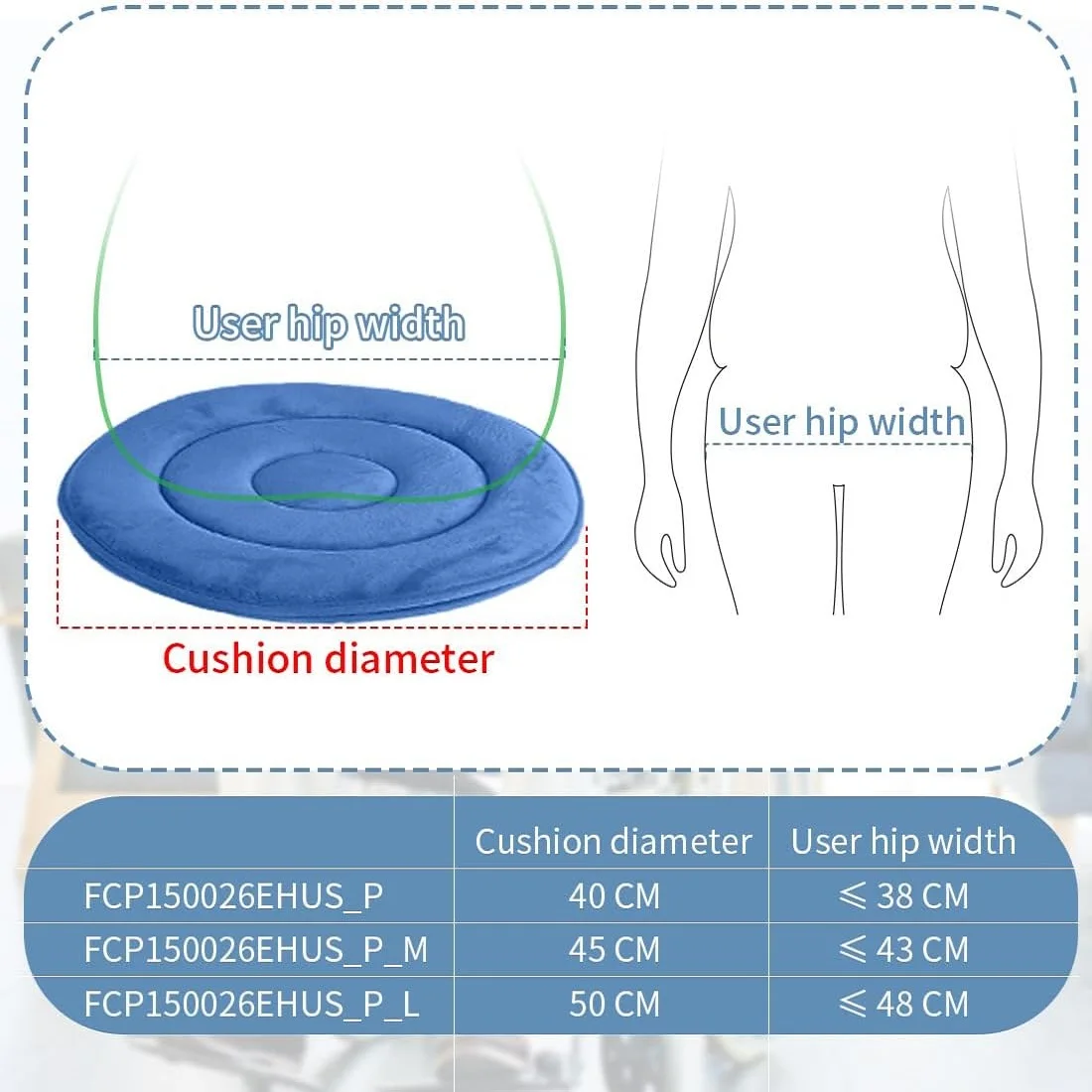 Ehucon وسادة دوارة 360° للمسنين - قرص نقل آمن (غطاء قابل للغسل، للكرسي المتحرك/السيارة/المنزل)