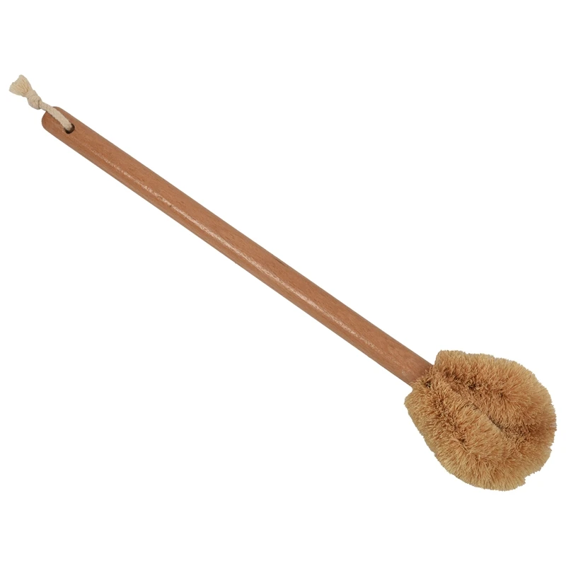 Updated Modern Version Toilet Bowl Brush, Natural Coconut Fiber Brush Head And Beechwood Handle For Bathroom Toilet - Sturdy, De