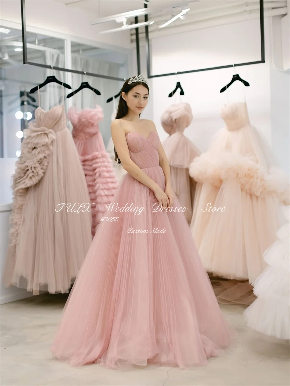 فساتين سهرة من التول الجنية من TULX على شكل قلب وأكمام قابلة للفصل مخصصة على شكل حرف A فساتين حفلات رسمية طويلة للحفلات المسائية #3