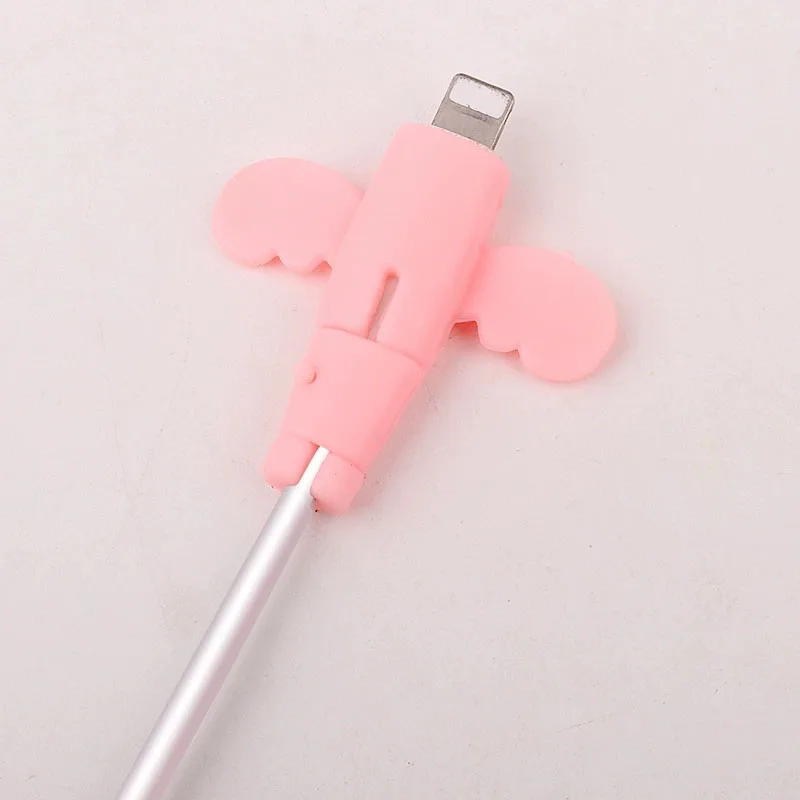 2 STUKS Cartoon Angel Kabelbeschermer Voor iPhone Type C Telefoon Kabel Organizer Koreaanse Stijl Anti-Break Datalijn snoer Kabelhaspel