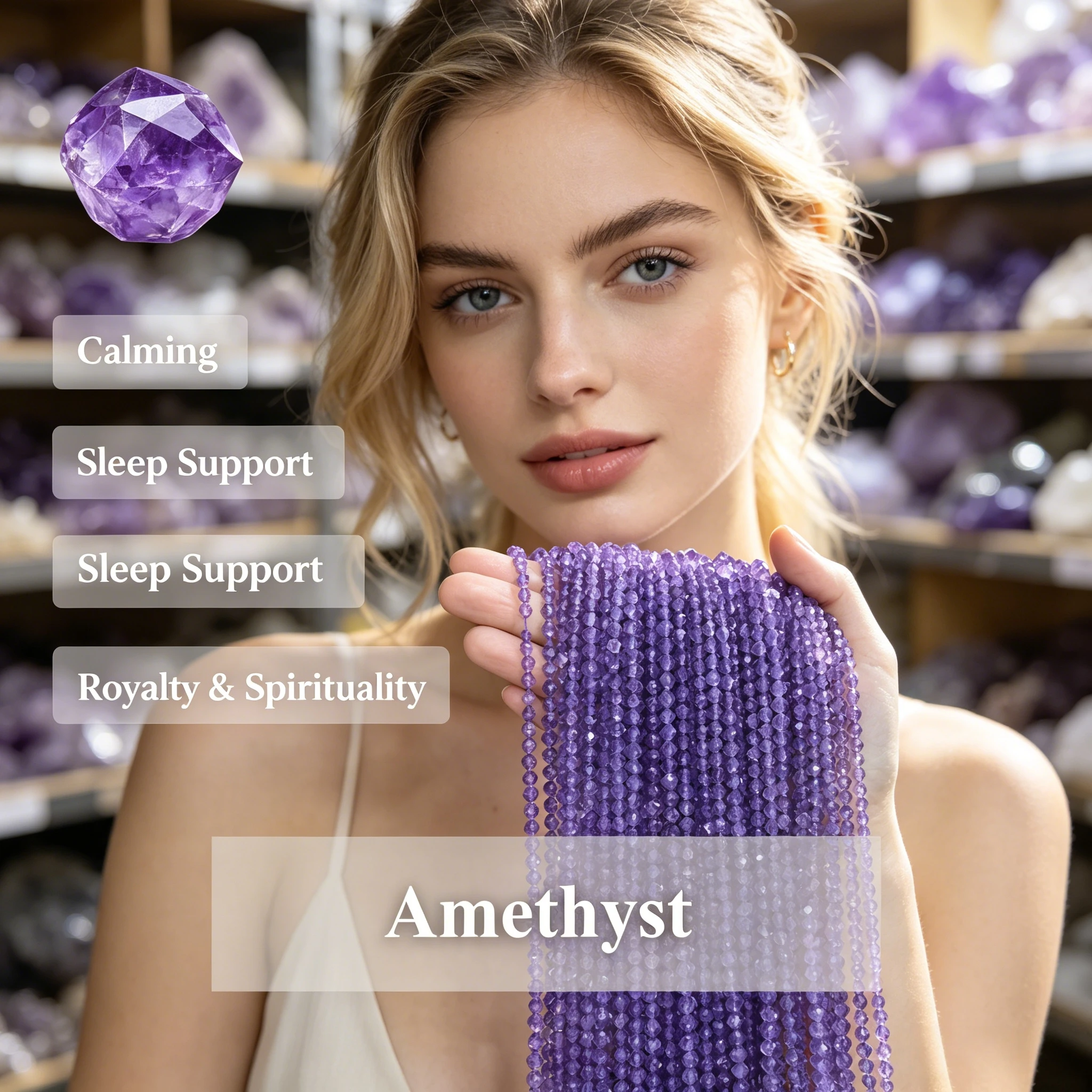 Natural Amethyst Faceted Beads 2 3 4mm Loose Gemstone Round Crystal Stone Beads DIY Making Bracelet Necklace Jewelry Accessories