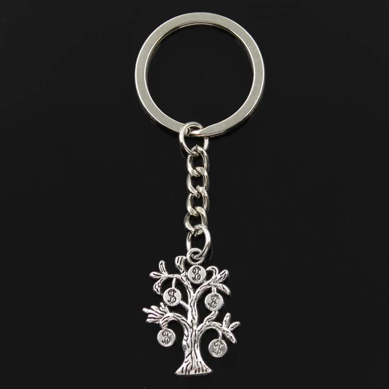 Porte-clé en forme d'arbre d'argent pour hommes, pendentifs de couleur argent, bijoux de voiture, Souvenir pour cadeau, 29x21mm