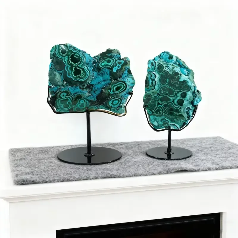 High Quality Natural Polished Crystal Malachite Irregular Cut Ornament Crystal Crafts for Home Decoration