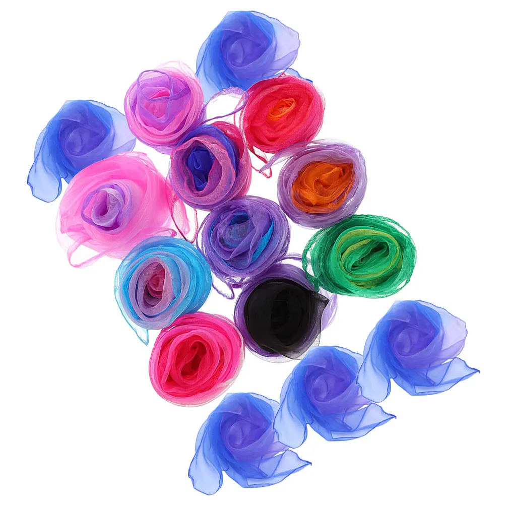 

15pcs Colorful Gift Scarves for Dance Performance Kindergarten Kids Lightweight Soft Durable Stage Props Vibrant Colors Square