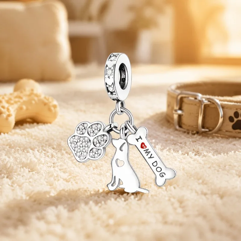 Best Sellers Puppy Pendant Beadeds S925 Sterling Silver Original Bracelets DIY Charms Festival Luxury Gift Jewelry for Womens