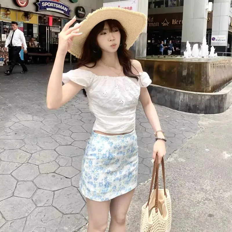 2026 New Spring Summer Women's Floral High Waist Mini Skirt, Slim Fit A-Line Bodycon Skirt for Petite