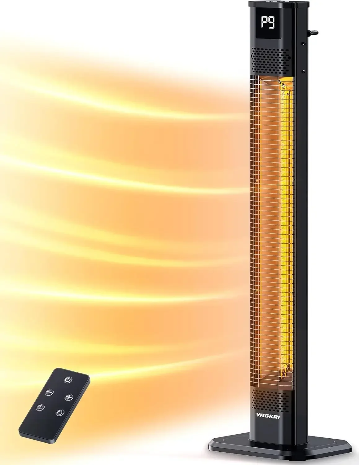 Outdoor Heater, 1s Instant Heating 42in Infrared Patio Heaters, 9 Heat Levels, 24H Timer, IPX5 Waterproof Electric Patio Heaters