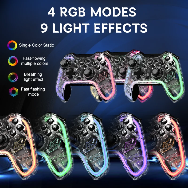 

Беспроводной игровой контроллер, совместимый с Switch, с 6-осевой конструкцией для моделей Switch Lite и OLED, работает с iOS.