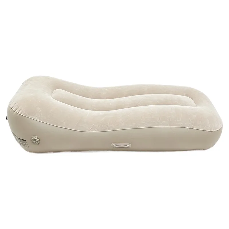 Portable Outdoor Inflatable Lounge Chair, Flocked Thickened Folding Lazy Air Sofa, Camping Beach S-Shaped Ergonomic Inflatable Bed