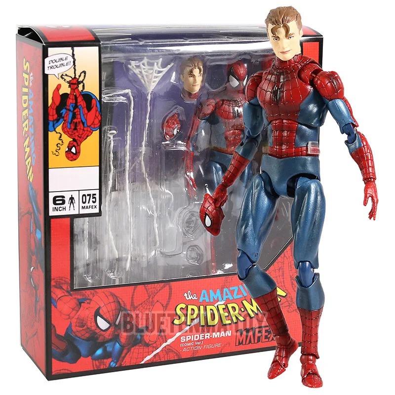 Marvel Mafex 075 Spiderman Action Figure 16cm High Quality Spider Man Multiple Accessories Model Doll Toys Collection Gifts