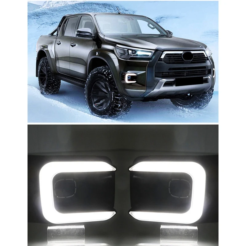 Richtingaanwijzer Functie Auto Drl Lamp Led Dagrijverlichting Voor Toyota Hilux Revo Rocco 2020 2021 2022 Reserveonderdelen