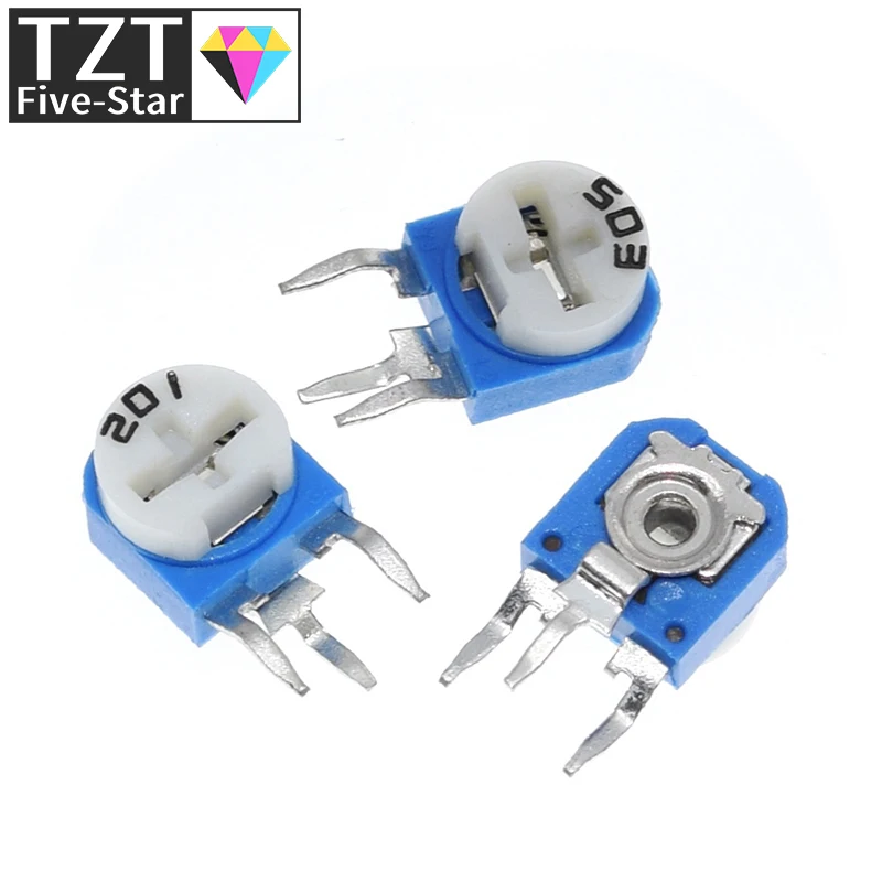 10pcs Rm063 Rm-063 100 200 500 1k 2k 5k 10k 20k 50k 100k 200k 500k 1m Ohm Trimpot Trimmer Potentiometer Variable Resistor