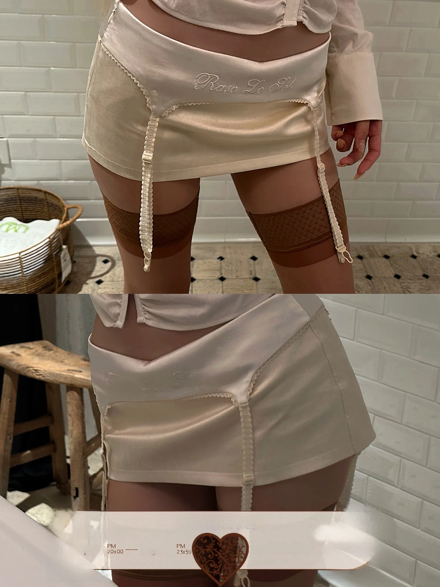 Low Waist Short Skirt Bodycon Half Body Rase Le Sol 'Candy Sweetheart' Flared Head Design with Embroidery for Ladies