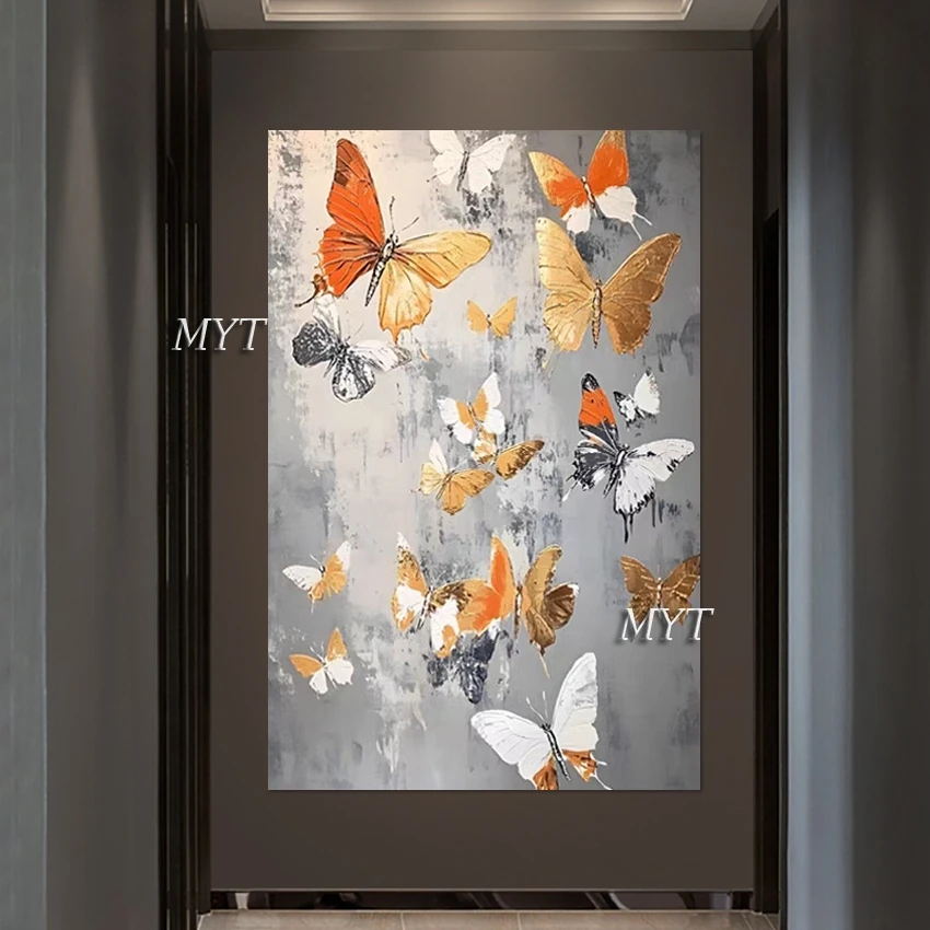 

Butterfly Wall Decor Abstract Paintings Latest Arrival Frameless Animal Art Picture Gold Foil Design Handmade Canvas Artwork