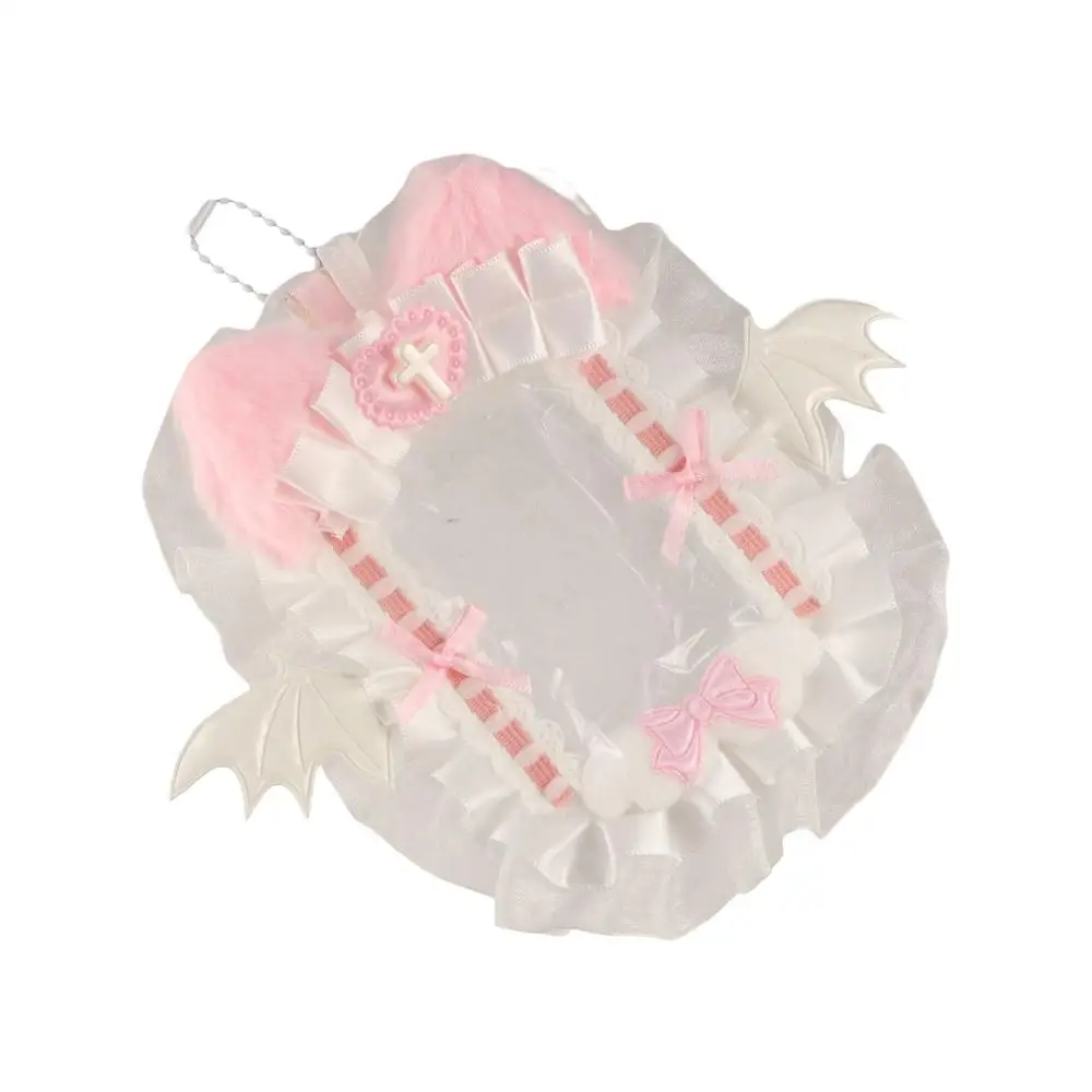 

Finished Product Ins Style Cartoon Plush Card Holder Lace Cat Ear Star Chasing Pendant Keychain Diy Cute ID Credit Case Student