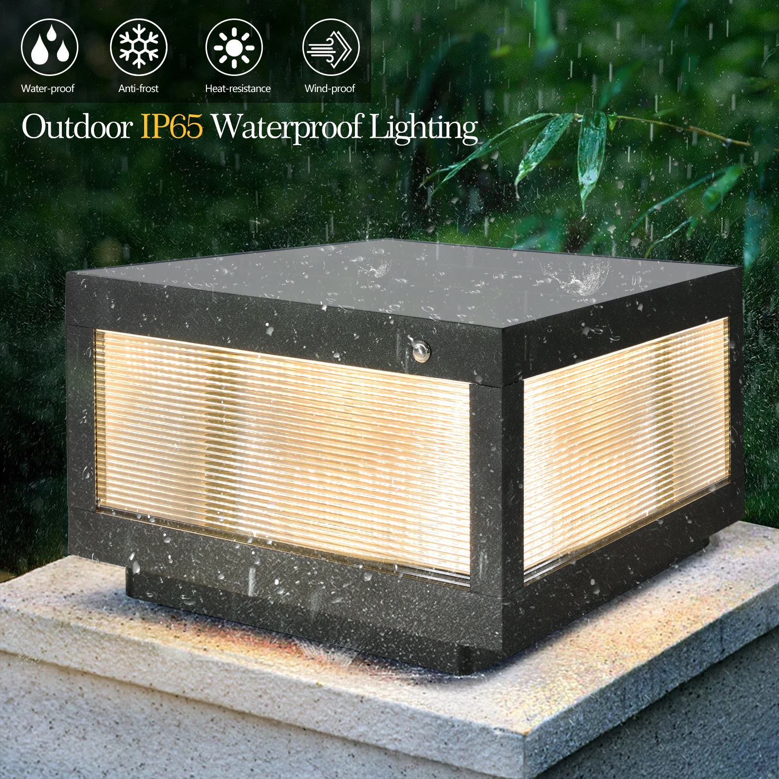 Waterproof LED Solar Outdoor Post Lamp, Auto On/Off Energy-Efficient Landscape Light for Garden & Yard