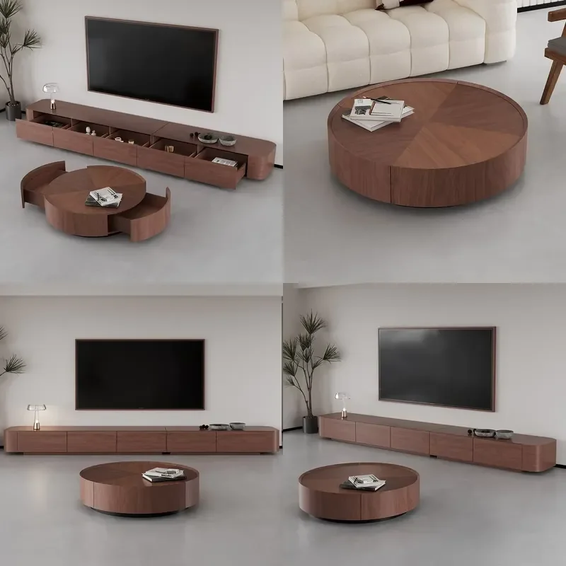New Retro Solid Wood TV Cabinet with Hanging Installation Simple Design for Modern Living Room and Small Apartment