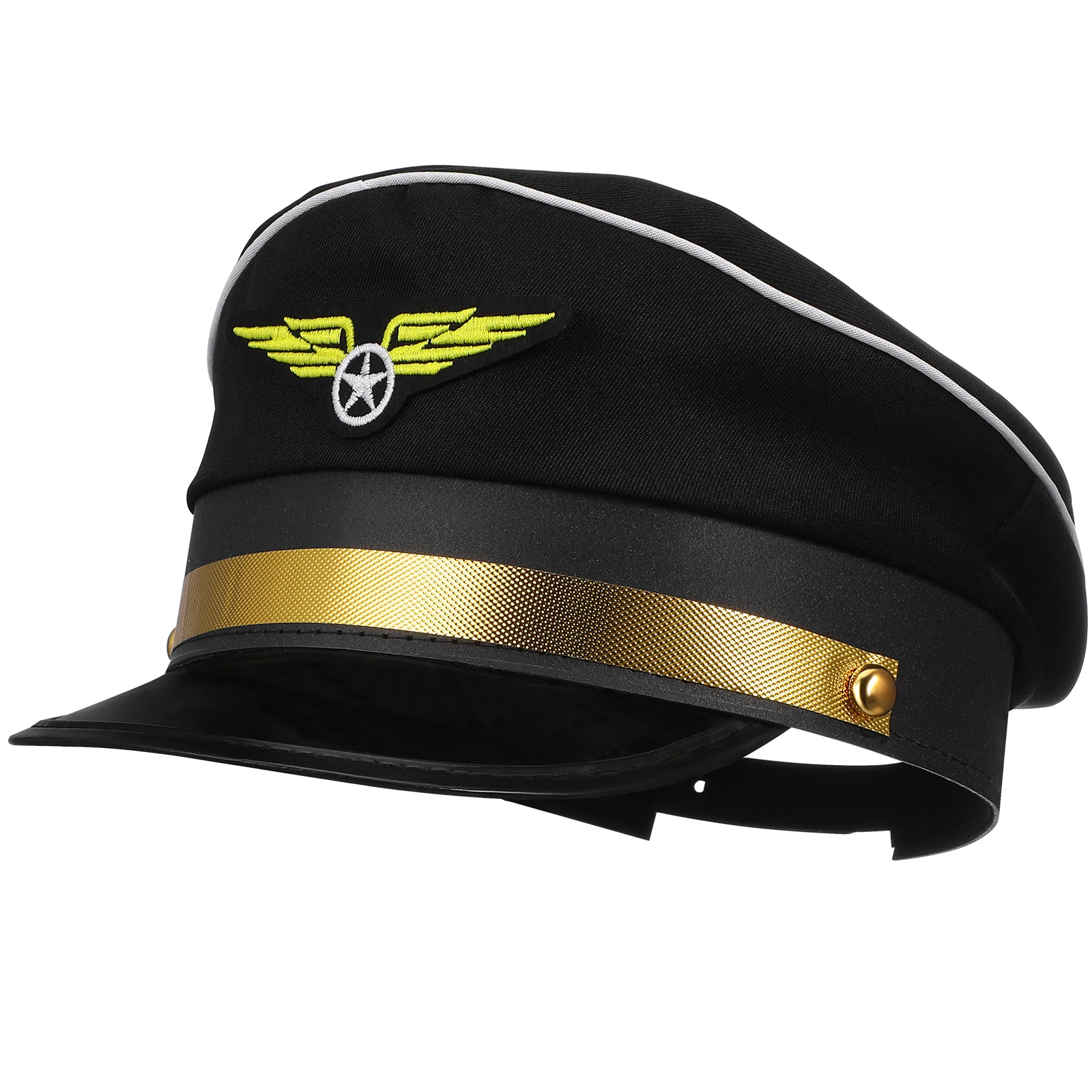 Halloween Party Pilot Caprain Hat Adult Unisex Cosplay Cap Badge Brooch Pin Prop Brim Gold Palm Navy Caprain Hats Costume