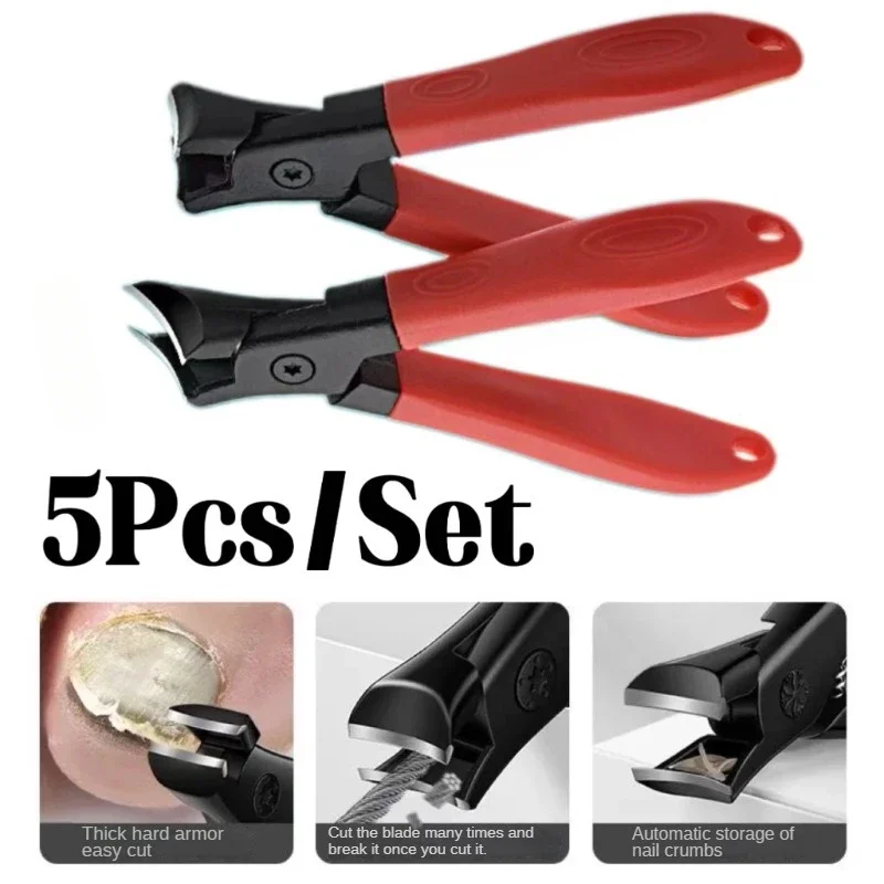 

5Pcs Ultra Sharp Nail Clippers Anti-Splash Wide Jaw Opening Toenail Clipper for Chunky Hard Nails Cutters Manicure Tools