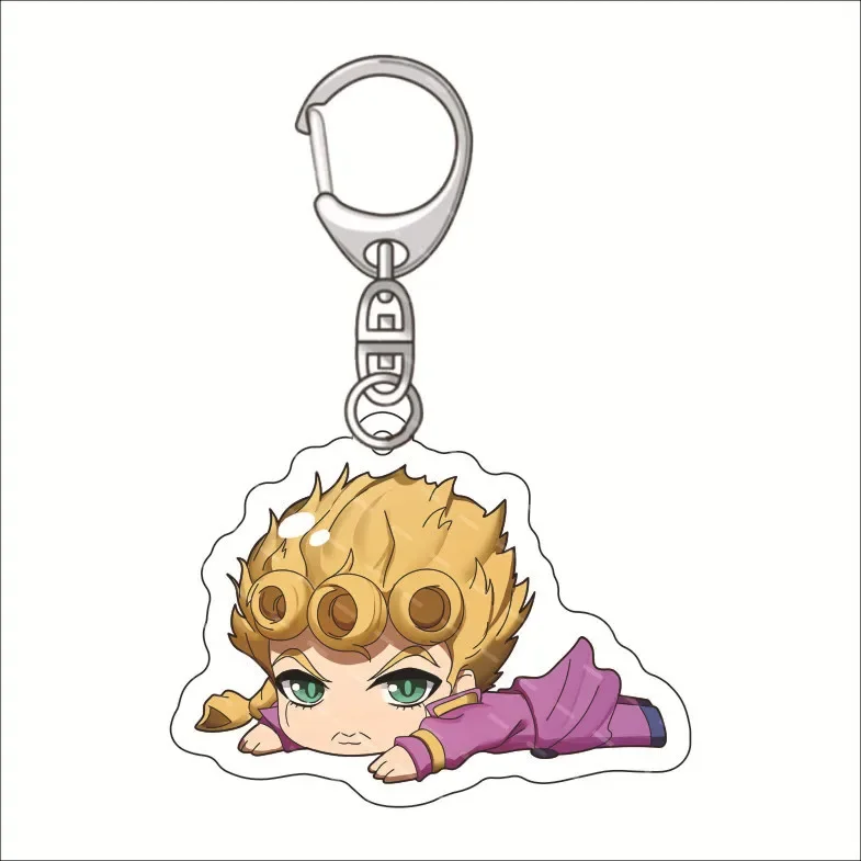 6CM Acrylic Lying Down Jonathan Joseph Higashikata Josuke Key Chains Creative Double Sided Fashion Jewelry Adorable Accessories