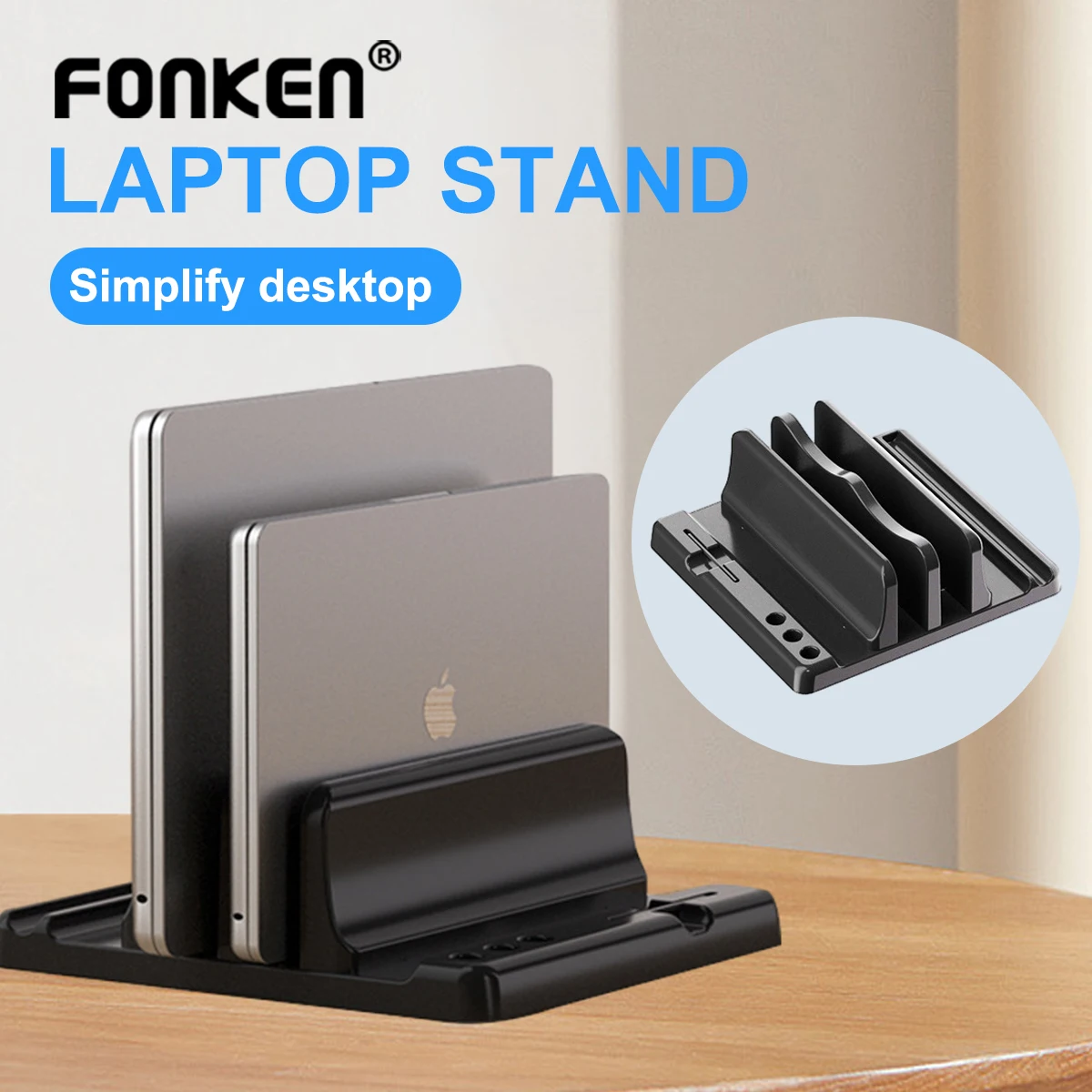 

Universal Vertical Laptop Stand 3/2 Slots Desk Laptop Holder Laptop Docking Station Stand Desk Storage for MacBook Tablet Phone