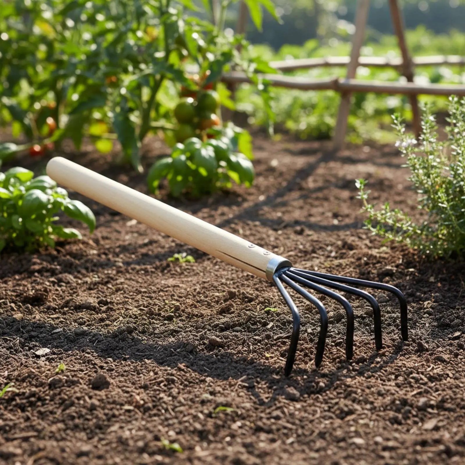 5-Tine Rake Thickened Design Long Handle Rake Long Handle Weeding Tool Efficient Unwanted Plants Remover Heavy Duty for Beach