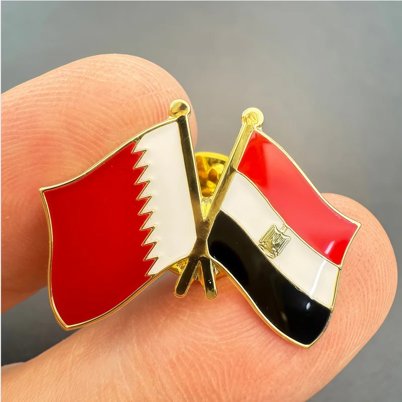 Qatar & Egypt Flag Metal Soft Enamel Lapel Badge Pins Brooches