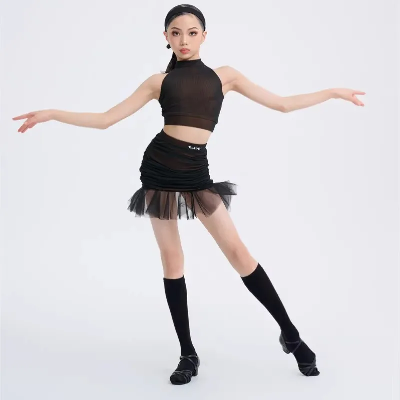 

customized women's adult girls' Latin dance costumes sleeveless professional training performance uniforms fringe dress skirt