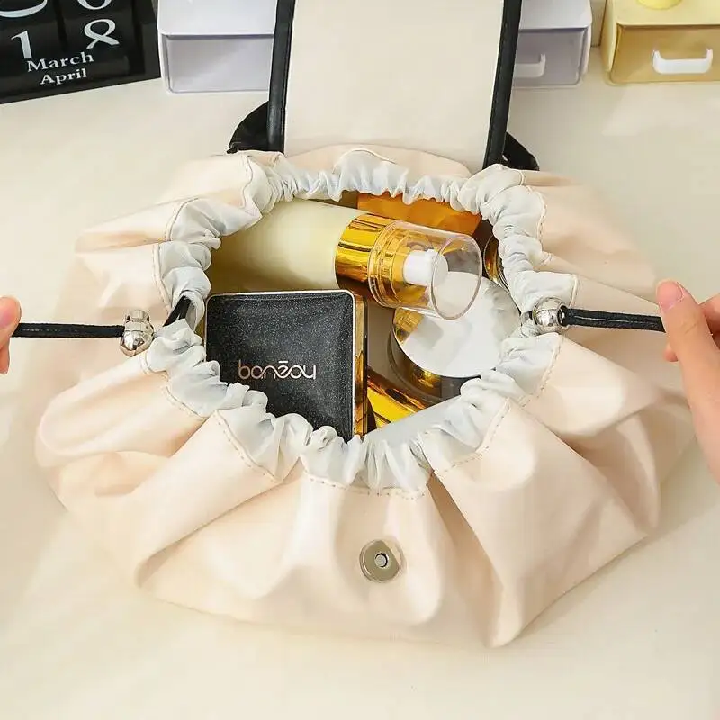 2025 أحدث ممتازة النمط الفرنسي الرباط إغلاق كسول حقيبة مستحضرات تجميل للنساء المحمولة سعة كبيرة حقيبة تخزين السفر #4