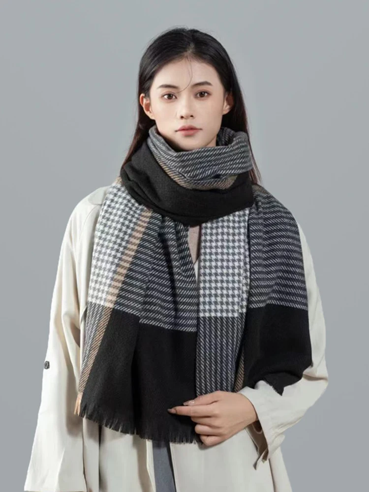 Autumn Winter Women Scarf Classic Vintage Houndstooth Scarve Pashmina Warm Mujer Femme Foulard Bufanda Wrap Shawl Echarpe Hiver