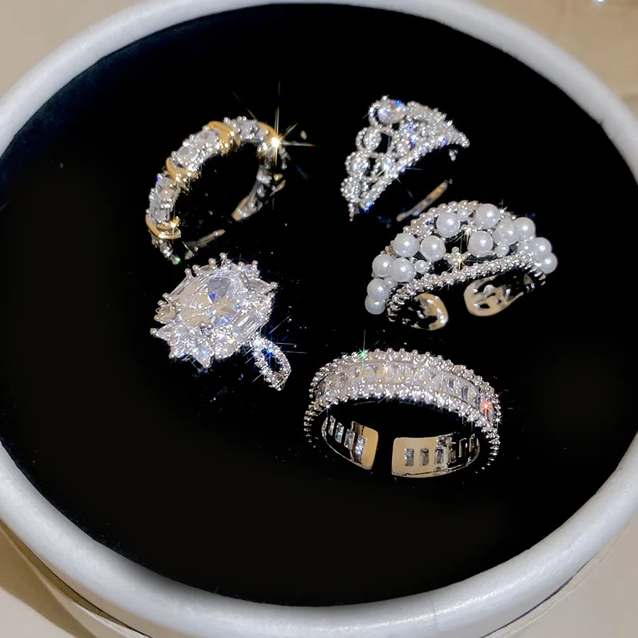 Neuer Vintage Zirkon Hohlperlen Offener Ring Nischen-High-End-Ring Sanfte Ausstrahlung Modeschmuck Paarringe für Herren Luxus – Detail 17