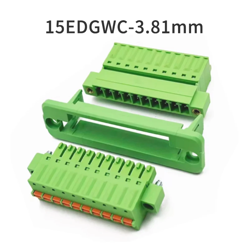 (1 Pcs) 15EDGWC-3.81mm Plug + Header + Shell Wall-mounted Pair Terminal Block Screwless Spring-loaded complete set with housing