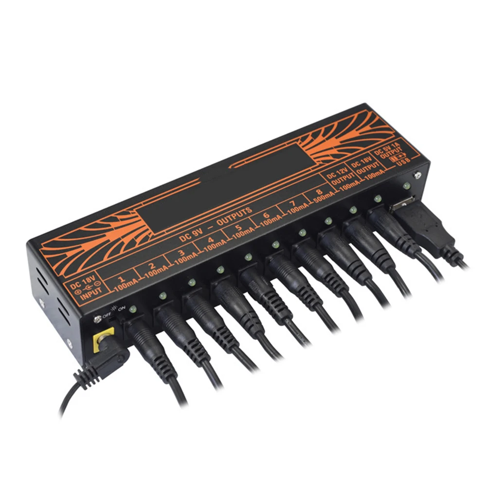Aluminum Alloy Guitar Parts For Rowin Guitar  For Pedal Power Supply Update Output 10Ways 9V/12V/18V Outputs 1Way
