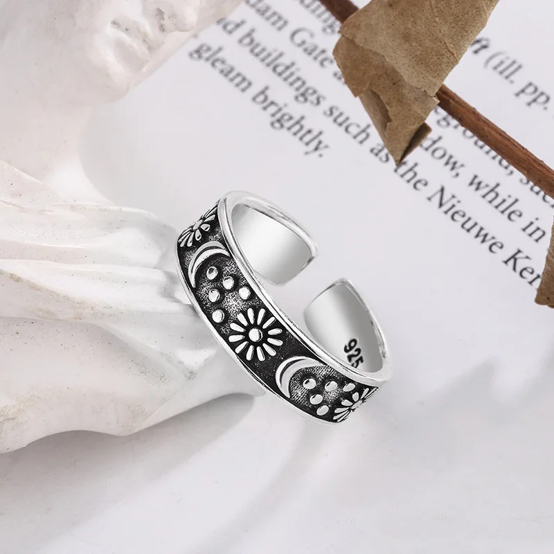 925 Sterling Silver Sun Moon Rings For Women Engagement Luxury Jewelry Vintage Accessories Wholesale