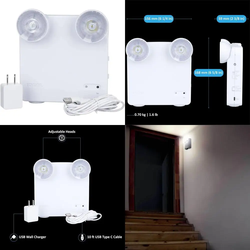 

Portable LED Emergency Light, Rechargeable, Adjustable Brightness, 80-140 Lumens, Lasts Up to 48 Hours, Suitable for Indoor and