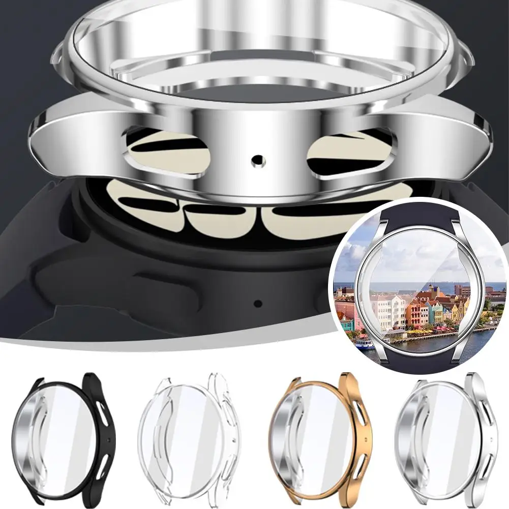 Funda protectora para Samsung Galaxy Watch, cubierta de silicona TPU, parachoques, protección de pantalla, accesorios completos E8Q1, 7, 4, 5, 6, 40mm, 44mm