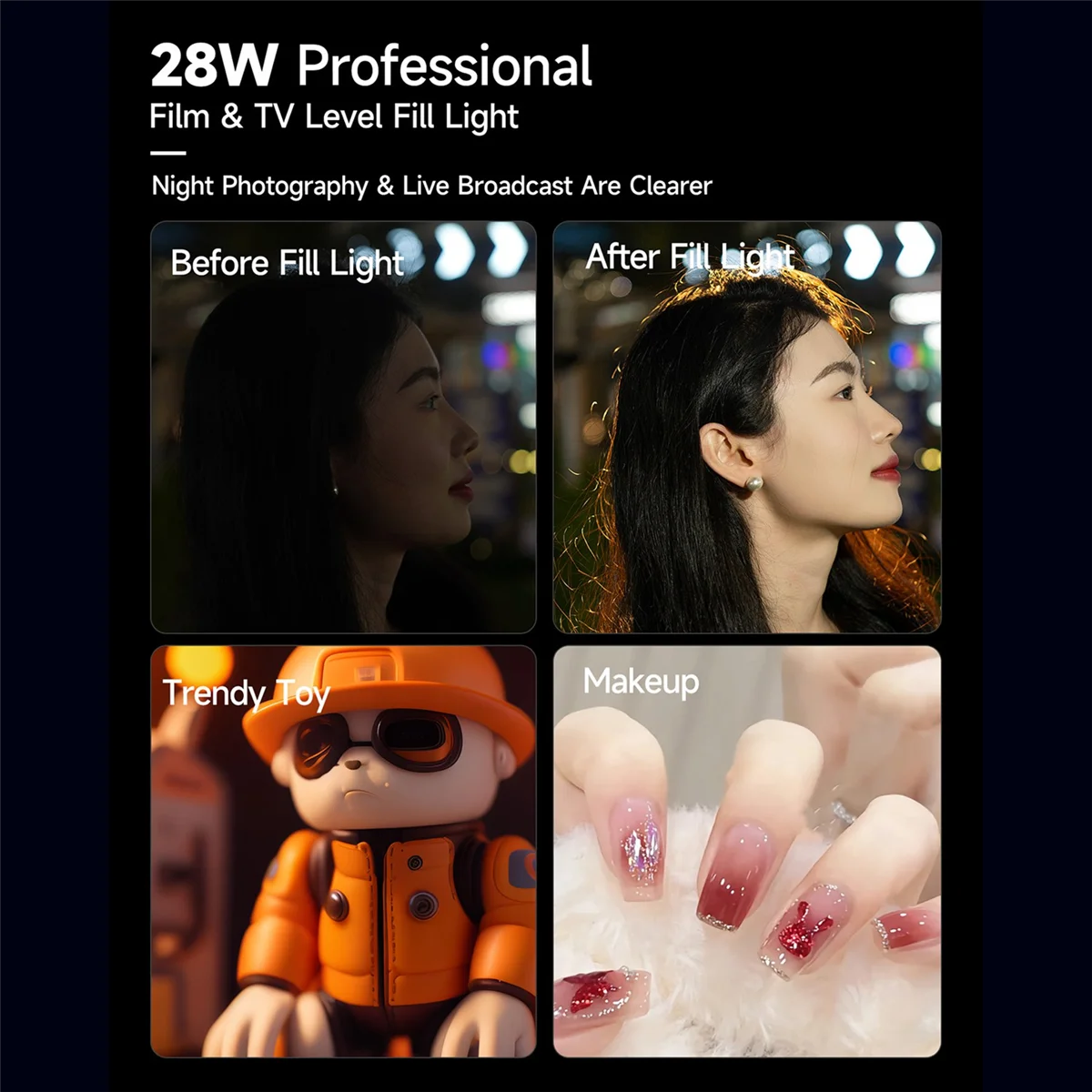 ملء LightFill Light 28W المغناطيسي LED الفيديو الضوئي ضوء الكاميرا الضوء الأحمر مقبض 2700K-6500K الحذاء البارد لتسجيل الفيديو