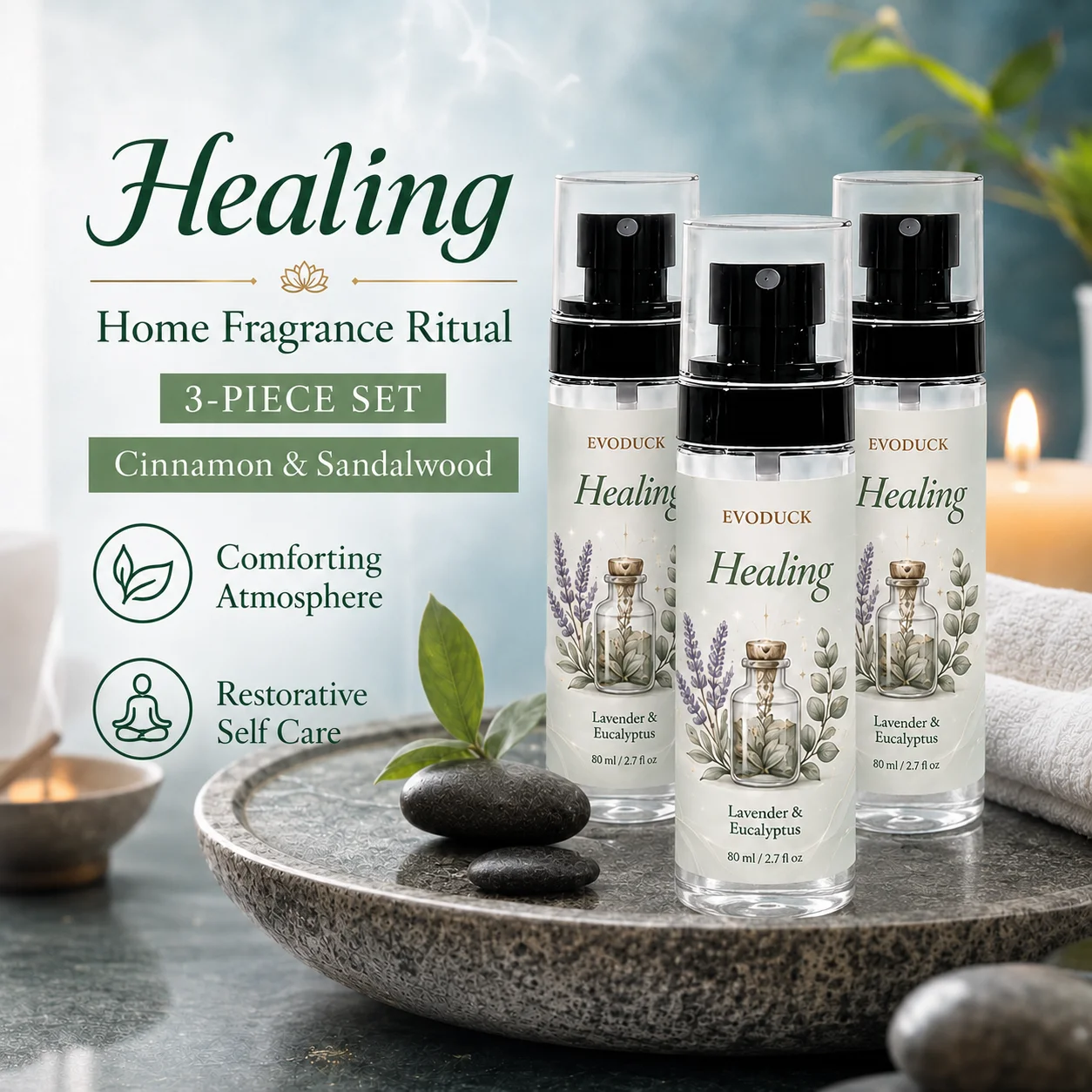 Home Fragrance Set Gift - EVODUCK Healing Aura & Room Spray