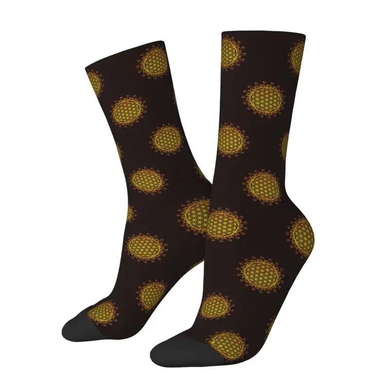 Cool Printed Flower Of Life Spirituality Yoga Socks for Women Men Stretchy Summer Autumn Winter Mandala Buddhism Crew Socks