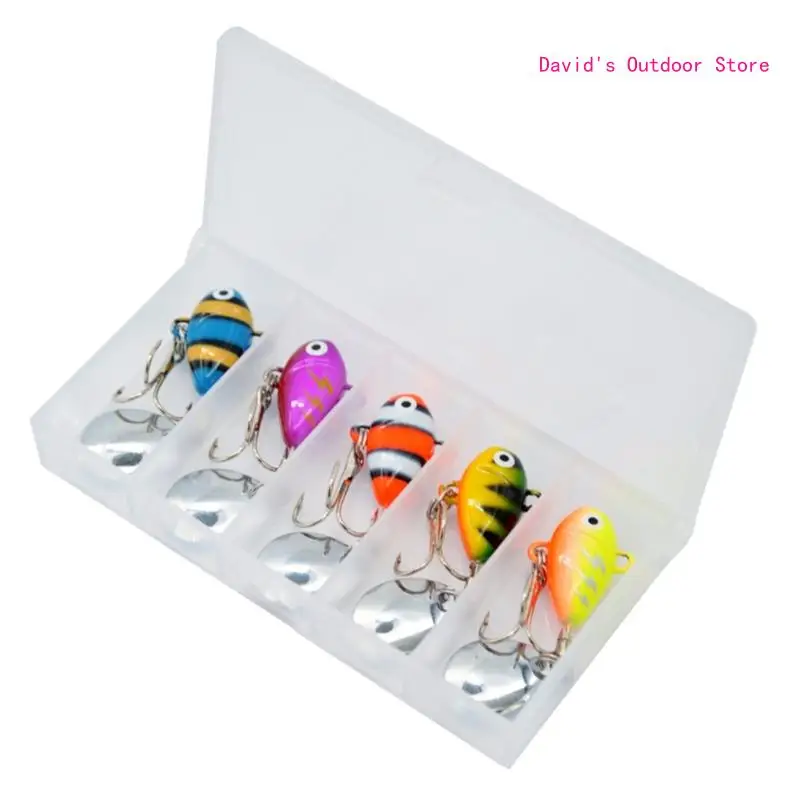 

5Pieces Fishing Lures with Treble-Hooks for Freshwater Saltwater Bass Trout Salmon VIB Fishing Baits with Hook X3UA