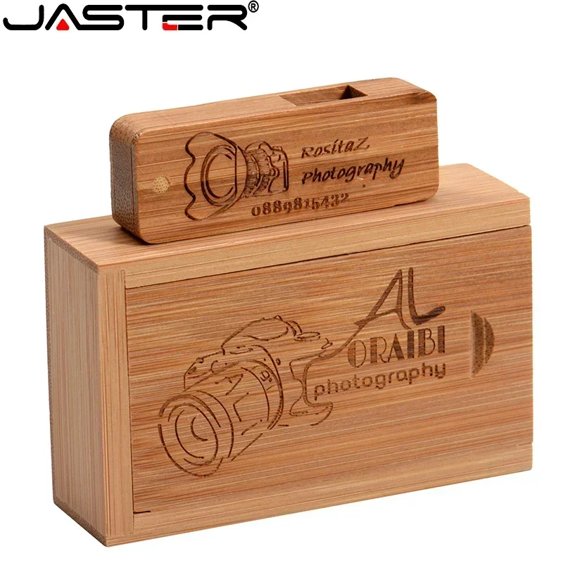 Free Custom Logo USB Flash Drive Memory Stick Photography Gift Pen Drive Storage Device 128GB 64GB 32GB 16GB Wooden Box Pendrive