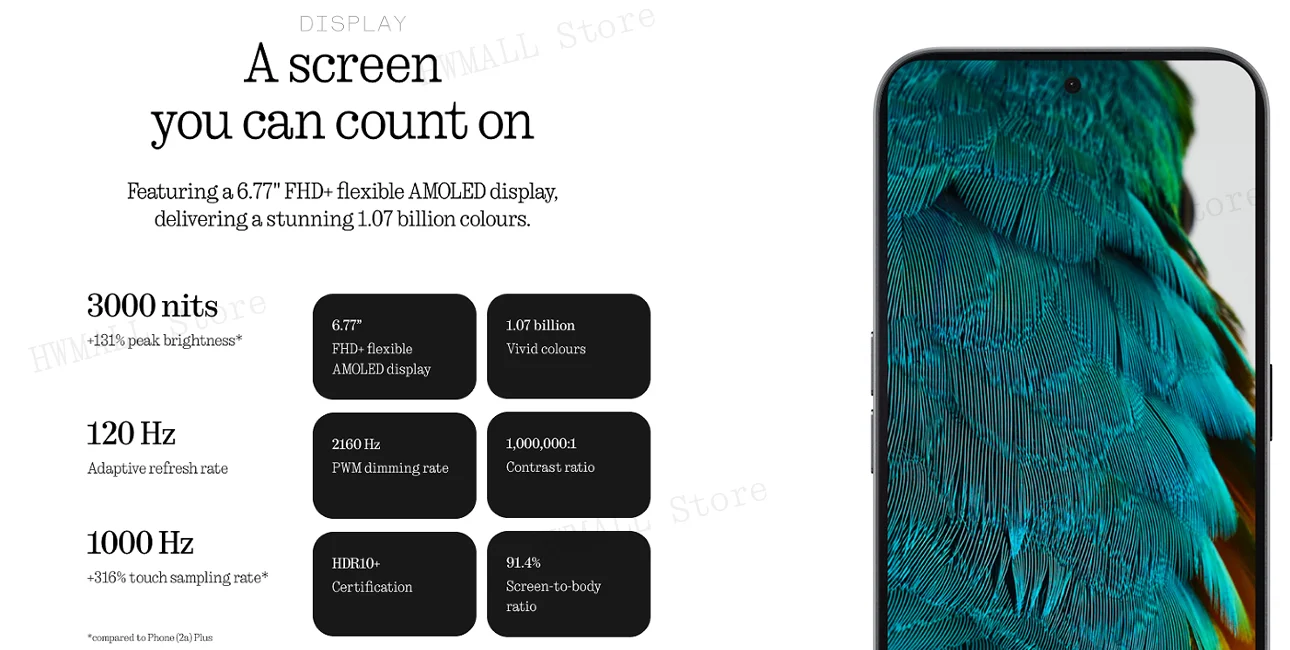 Global Version Nothing Phone (3a) 6.77 inch Flexible AMOLED Snapdragon 7s Gen 3 5G 5000 mAh 50W Charging 12GB+256GB
