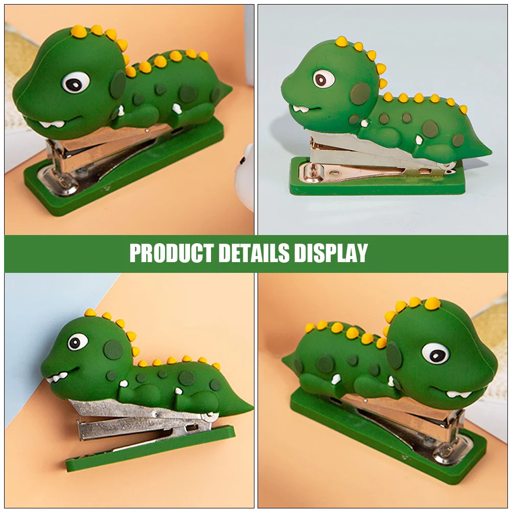 Mini grampeador reutilizável de silicone, ornamento de dinossauro, livreto, pequena ferramenta de grampeamento de papel fofo, decoração de mesa de escritório