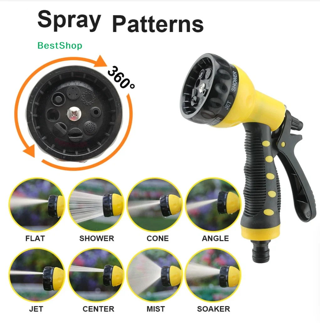 7Mode High Pressure Garden Water  Hose Nozzle Car Washing Yard Water Sprayer Irrigation Pipe Tube Nozzle Sprinkle Tools