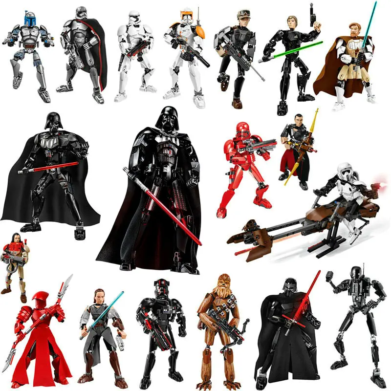 Space Wars Buildable Figure Stormtrooper Darth Vader Rey Kyle Ren Luke Skywalker Figure Toys Building Block Compatible With Lego