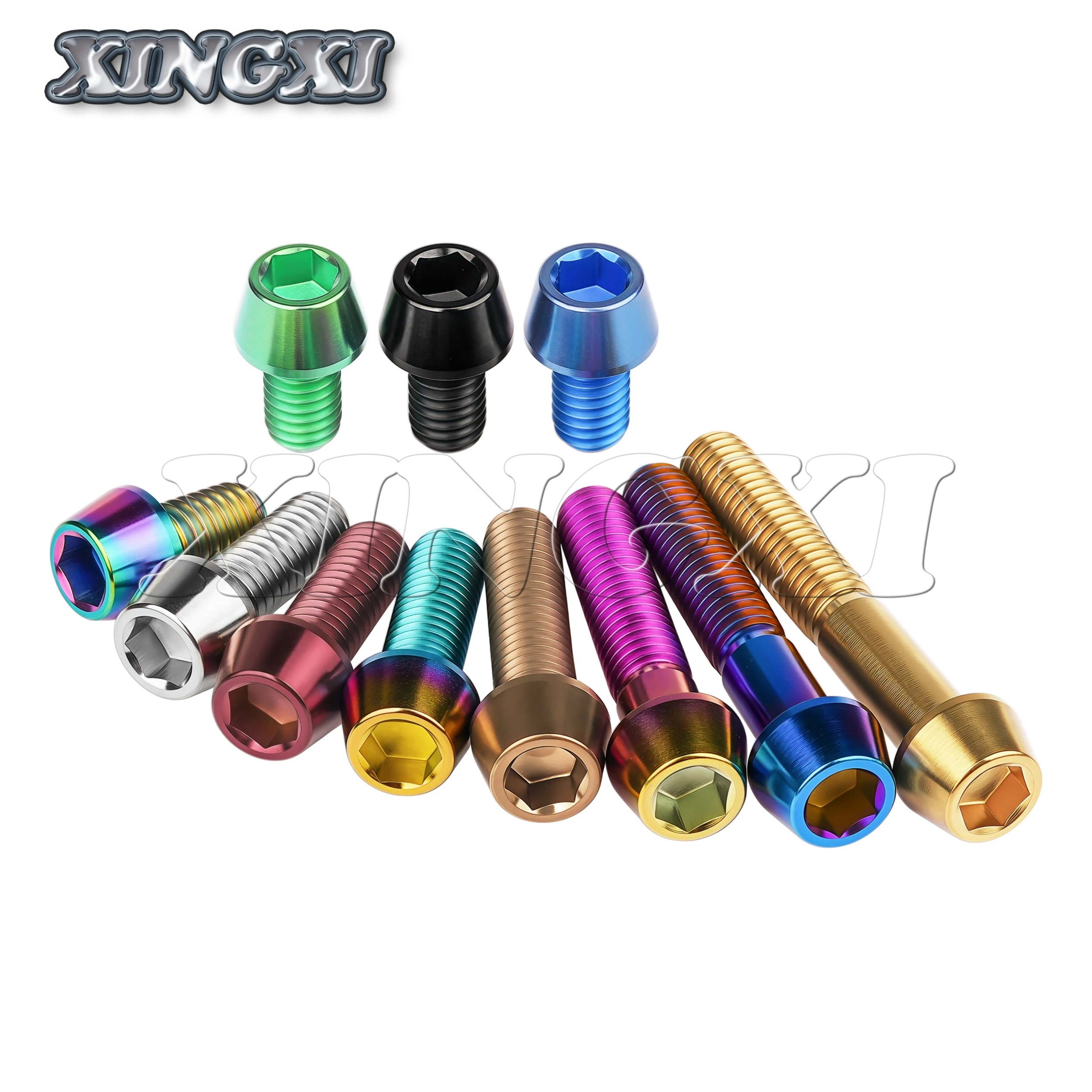Xingxi-Vis à Tête Conique en Titane M6x10, 16 18 20 25 30 35 40 45 50 55 60 65mm, Clé Allen pour Casque de Vélo, Boulons de Frein