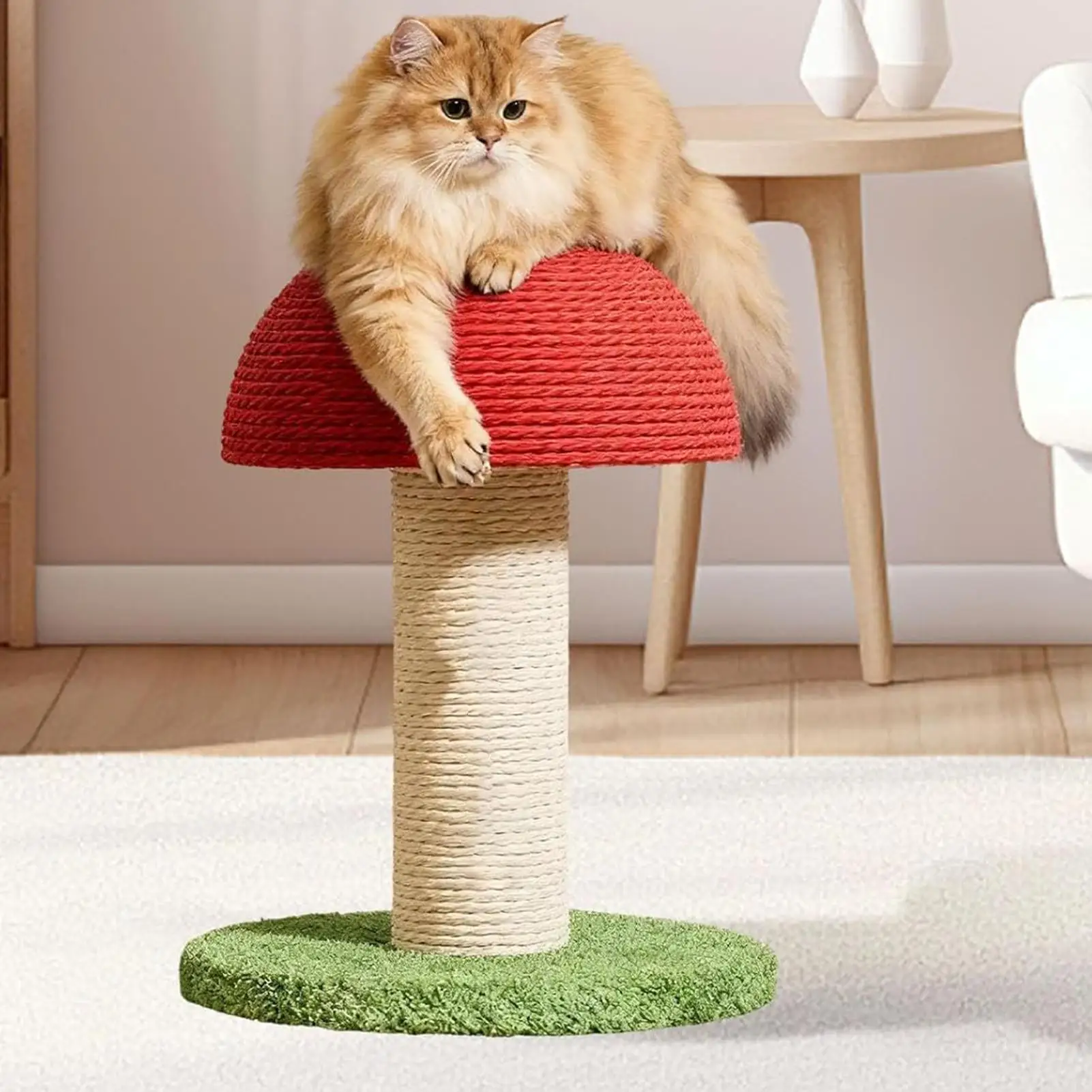 Katzen-Kratzbaum in Pilzform, Moderner Hoher Kratzbaum für Katzen zur Bewegung, Geistigen Stimulation und Körperlichen Aktivität von Kätzchen