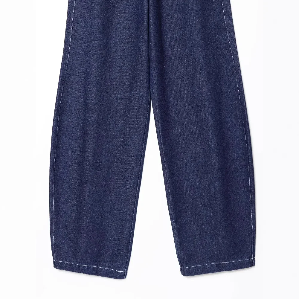 Frau Retro Hohe Taille Jeans Lose Einfarbig Taste Zipper Taschen Casual Hosen Alle-spiel Frühen Herbst neue Chic Hosen