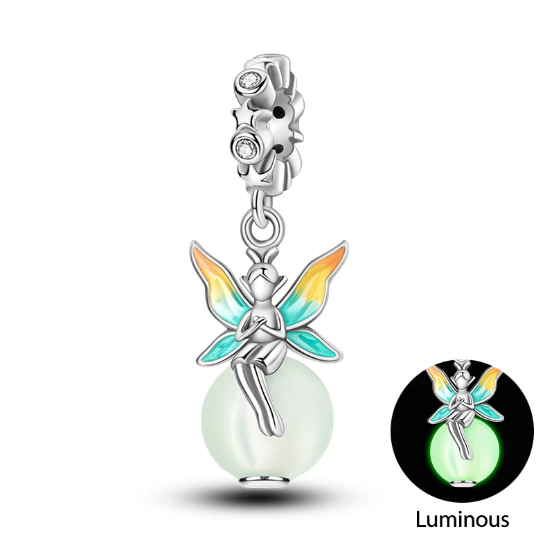 Original Charms Silver Beads Glowing Planet Pendant