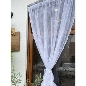 Panel perde cep çubuğu, şeffaf çiçekli dantel En iyi 10 satış, perde voil-no. 2